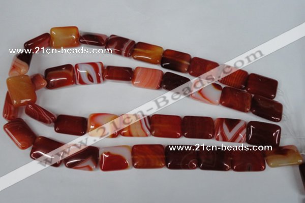 CAG3255 15.5 inches 15*20mm rectangle red line agate beads