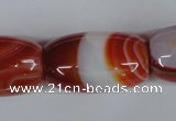 CAG3275 15.5 inches 18*30mm drum red line agate beads