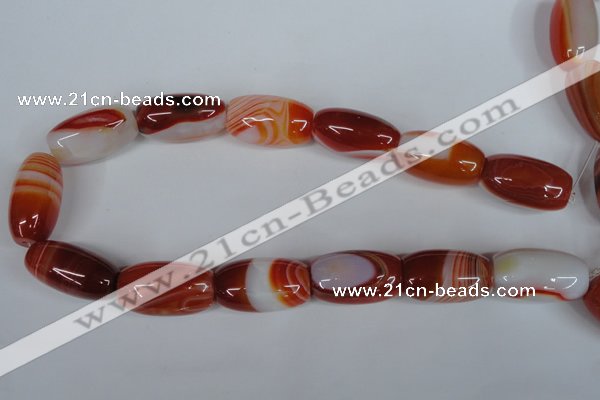 CAG3275 15.5 inches 18*30mm drum red line agate beads