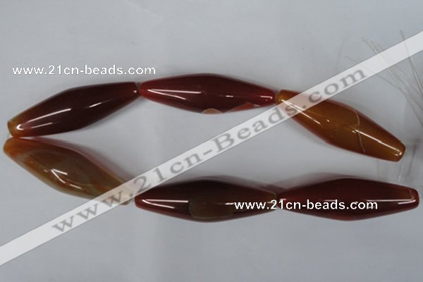 CAG3278 15.5 inches 20*60mm rice red line agate beads