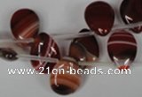 CAG3285 Top-drilled 12*16mm flat teardrop red line agate beads