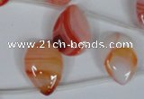 CAG3287 Top-drilled 15*20mm flat teardrop red line agate beads