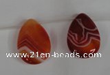 CAG3288 Top-drilled 18*25mm flat teardrop red line agate beads