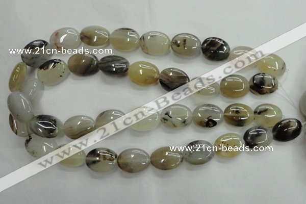 CAG3324 15.5 inches 15*20mm oval natural grey agate beads