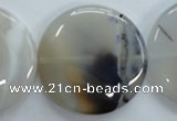 CAG3339 15.5 inches 40mm flat round natural grey agate beads