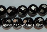 CAG3354 15.5 inches 12mm carved round black agate beads wholesale