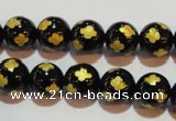 CAG3362 15.5 inches 8mm carved round black agate beads wholesale