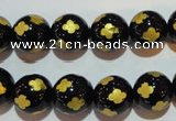 CAG3364 15.5 inches 12mm carved round black agate beads wholesale