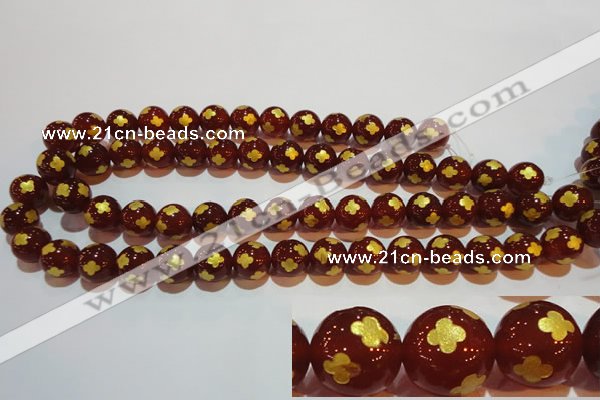 CAG3394 15.5 inches 8mm carved round red agate beads wholesale