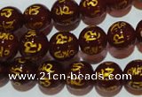 CAG3402 15.5 inches 10mm carved round red agate beads wholesale