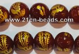 CAG3417 15.5 inches 16mm carved round red agate beads wholesale