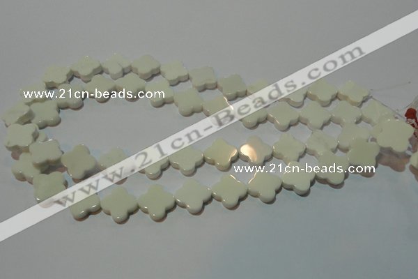 CAG3426 15.5 inches 16*16mm flower white agate gemstone beads