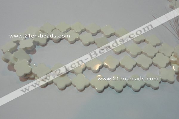 CAG3427 15.5 inches 18*18mm flower white agate gemstone beads