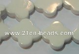 CAG3428 15.5 inches 20*20mm flower white agate gemstone beads