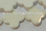 CAG3429 15.5 inches 25*25mm flower white agate gemstone beads