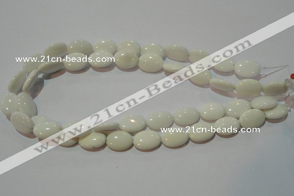 CAG3432 15.5 inches 13*18mm oval white agate gemstone beads