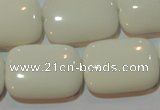 CAG3441 15.5 inches 18*25mm rectangle white agate gemstone beads