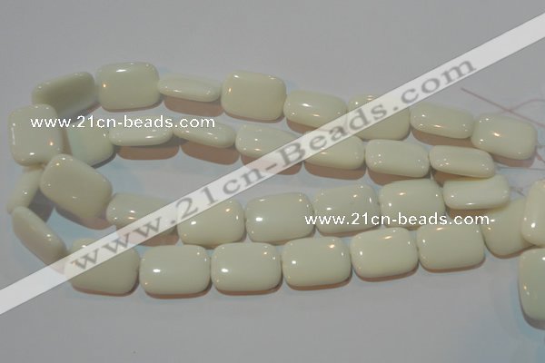 CAG3441 15.5 inches 18*25mm rectangle white agate gemstone beads