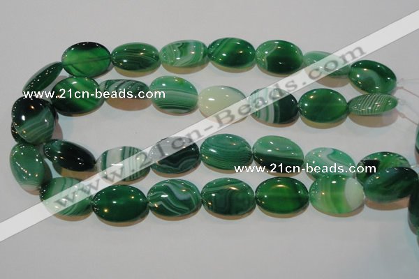 CAG3463 15.5 inches 18*25mm oval green line agate beads