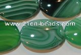 CAG3465 15.5 inches 22*30mm oval green line agate beads