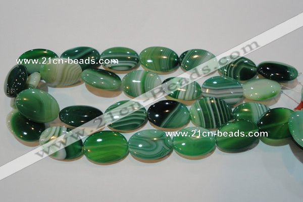 CAG3465 15.5 inches 22*30mm oval green line agate beads