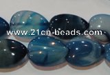 CAG3471 15.5 inches 15*20mm flat teardrop blue line agate beads