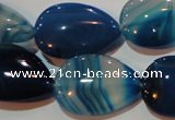 CAG3472 15.5 inches 18*25mm flat teardrop blue line agate beads