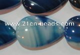 CAG3473 15.5 inches 20*30mm flat teardrop blue line agate beads