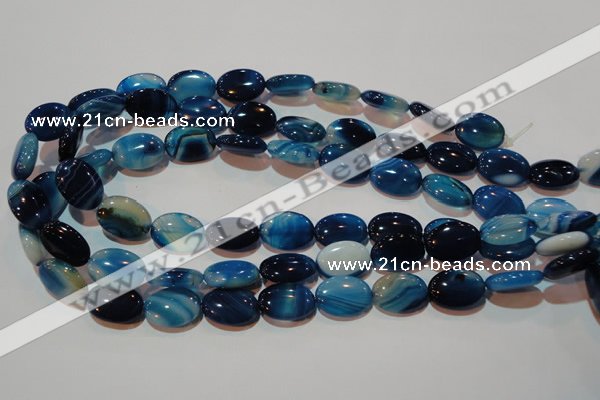 CAG3480 15.5 inches 13*18mm oval blue line agate beads