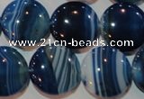 CAG3490 15.5 inches 20mm flat round blue line agate beads