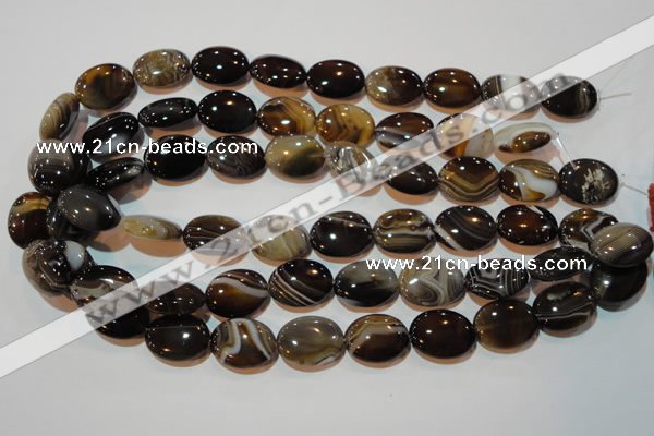 CAG3495 15.5 inches 15*20mm oval brown line agate beads