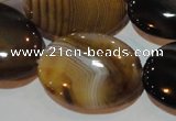 CAG3498 15.5 inches 22*30mm oval brown line agate beads