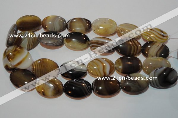 CAG3498 15.5 inches 22*30mm oval brown line agate beads