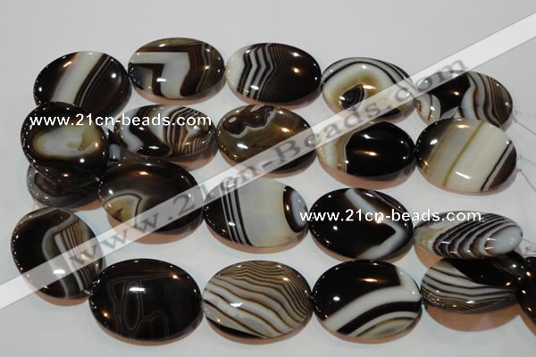 CAG3500 15.5 inches 30*40mm oval brown line agate beads
