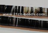 CAG3510 15.5 inches 11*13mm column brown line agate beads