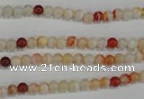 CAG3585 15.5 inches 4mm round red line agate beads wholesale