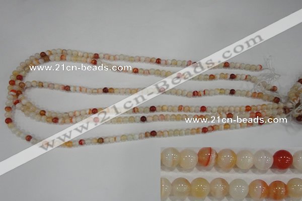 CAG3585 15.5 inches 4mm round red line agate beads wholesale