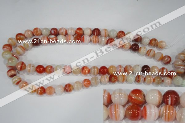 CAG3588 15.5 inches 10mm round red line agate beads wholesale