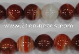 CAG3589 15.5 inches 12mm round red line agate beads wholesale