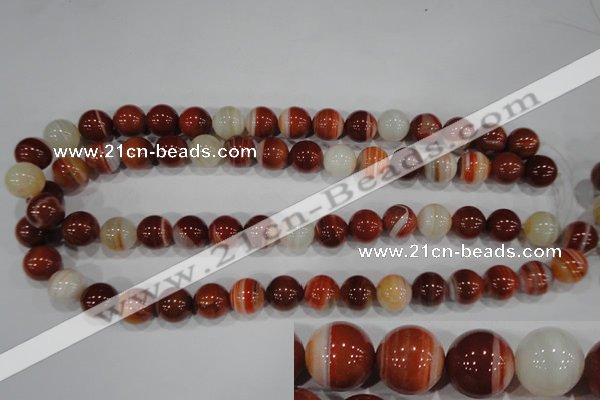 CAG3589 15.5 inches 12mm round red line agate beads wholesale