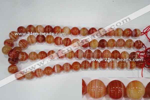 CAG3590 15.5 inches 14mm round red line agate beads wholesale