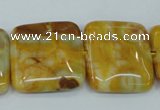 CAG3616 15.5 inches 25*25mm square yellow crazy lace agate beads