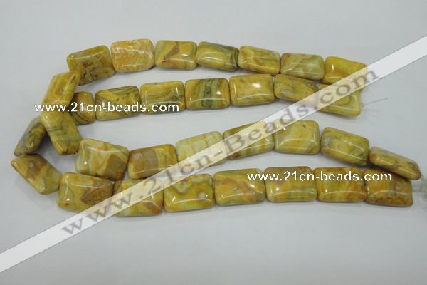 CAG3624 15.5 inches 18*25mm rectangle yellow crazy lace agate beads