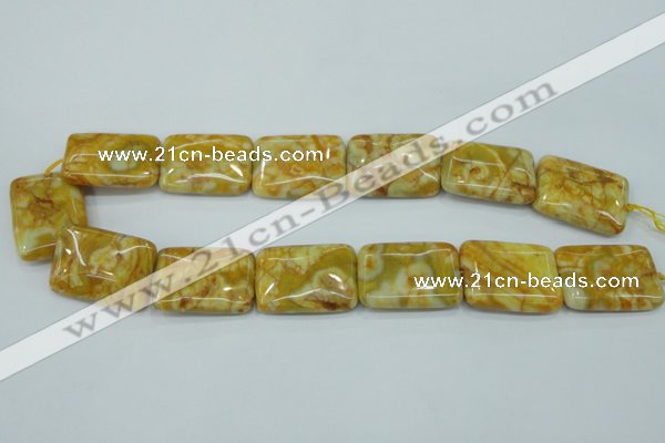 CAG3625 15.5 inches 22*30mm rectangle yellow crazy lace agate beads