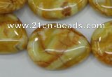 CAG3630 15.5 inches 22*30mm flat teardrop yellow crazy lace agate beads