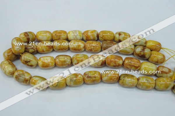 CAG3638 15.5 inches 15*20mm drum yellow crazy lace agate beads