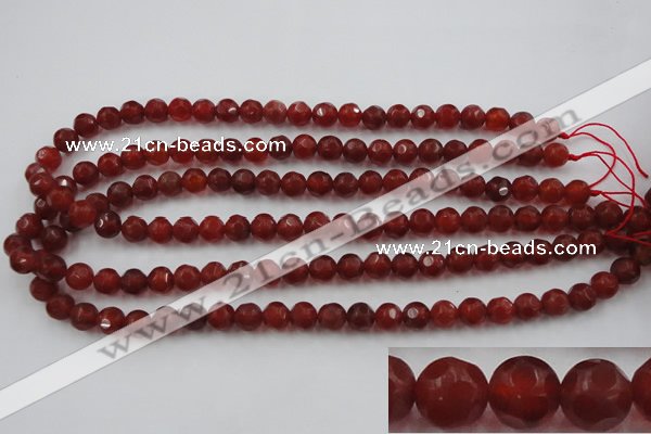 CAG3661 15.5 inches 8mm carved round matte red agate beads