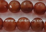 CAG3665 15.5 inches 16mm carved round matte red agate beads