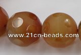 CAG3668 15.5 inches 22mm carved round matte red agate beads