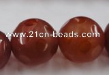 CAG3669 15.5 inches 24mm carved round matte red agate beads